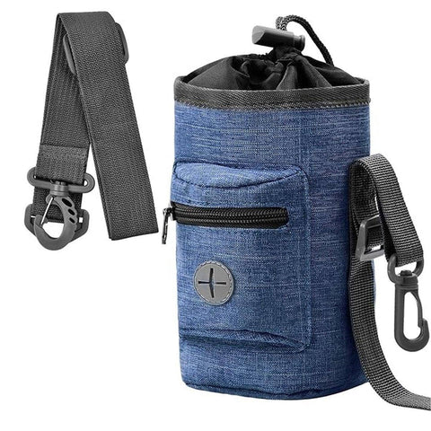 Dog Training Treat Bag, Crossbody Waist Pouch with Waste Bag Pocket - Blue