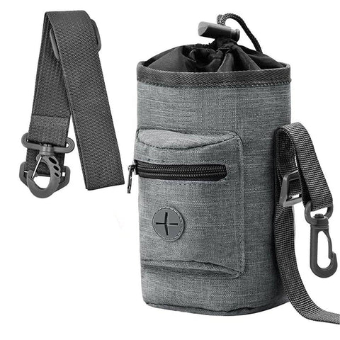 Dog Training Treat Bag, Crossbody Waist Pouch with Waste Bag Pocket - Grey