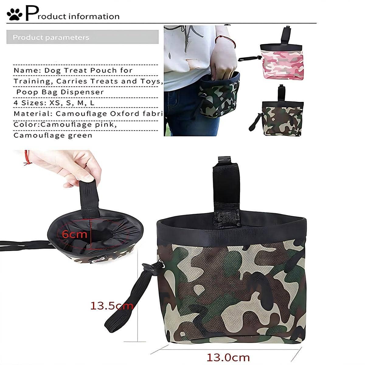 Dog Training Treat Pouch with Clip and Whistle - Green Camo - view 3