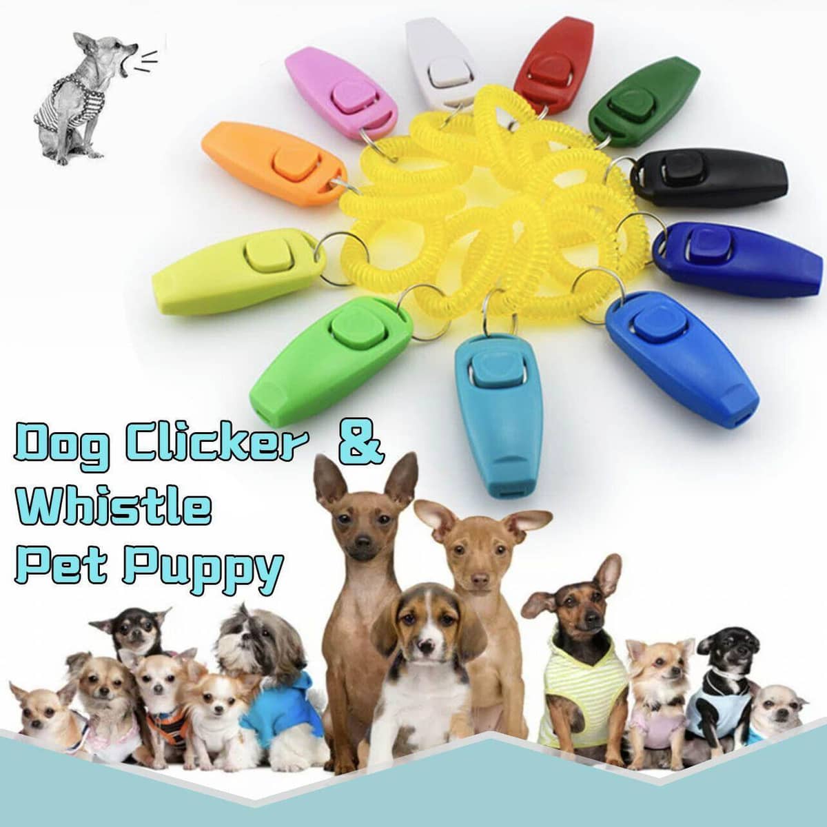 Dog Training Whistle and Clicker Combo - Sky Blue - view 2