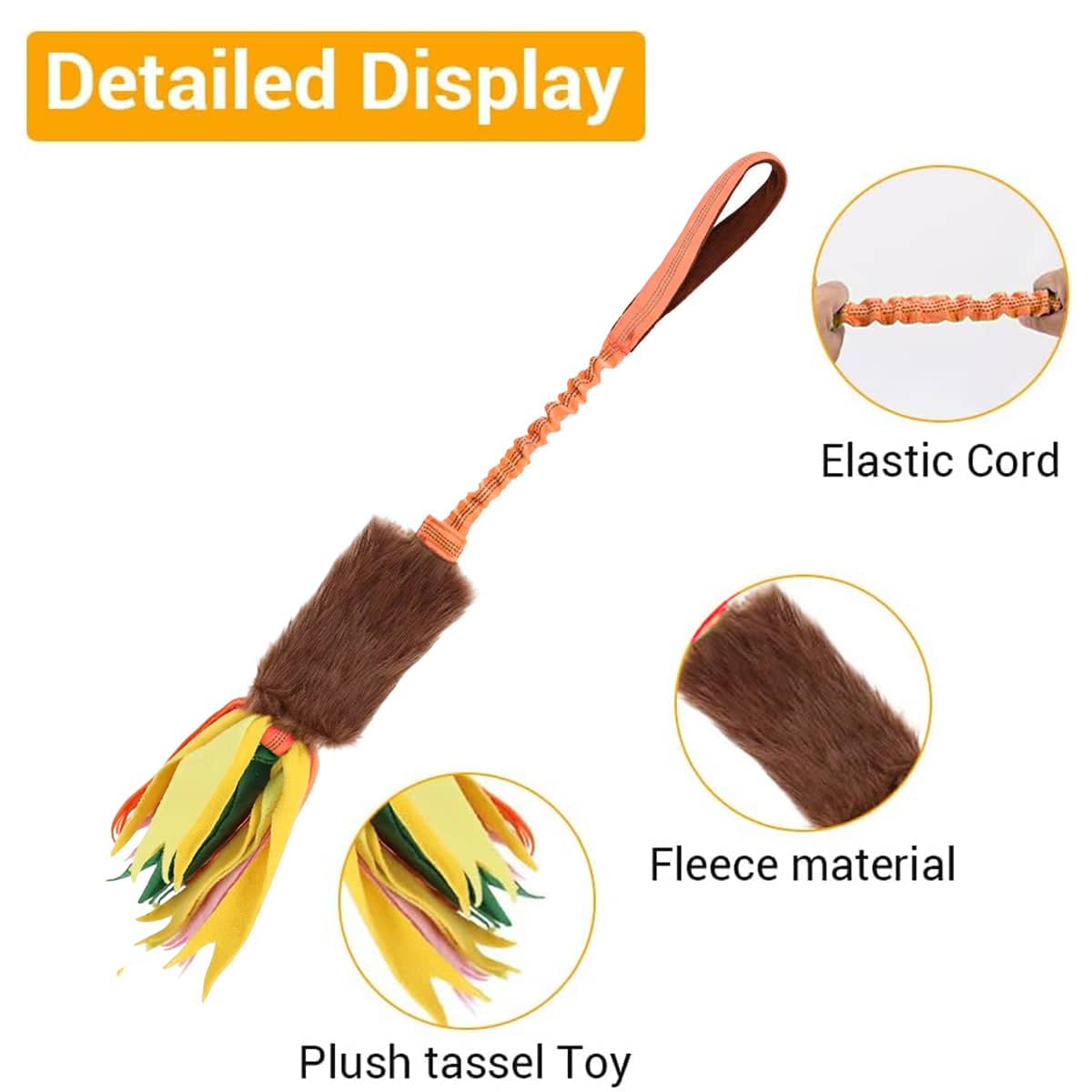 Dog Tug Rope Toy with Bungee Rope and Fleece Handle for Interactive Play - view 5