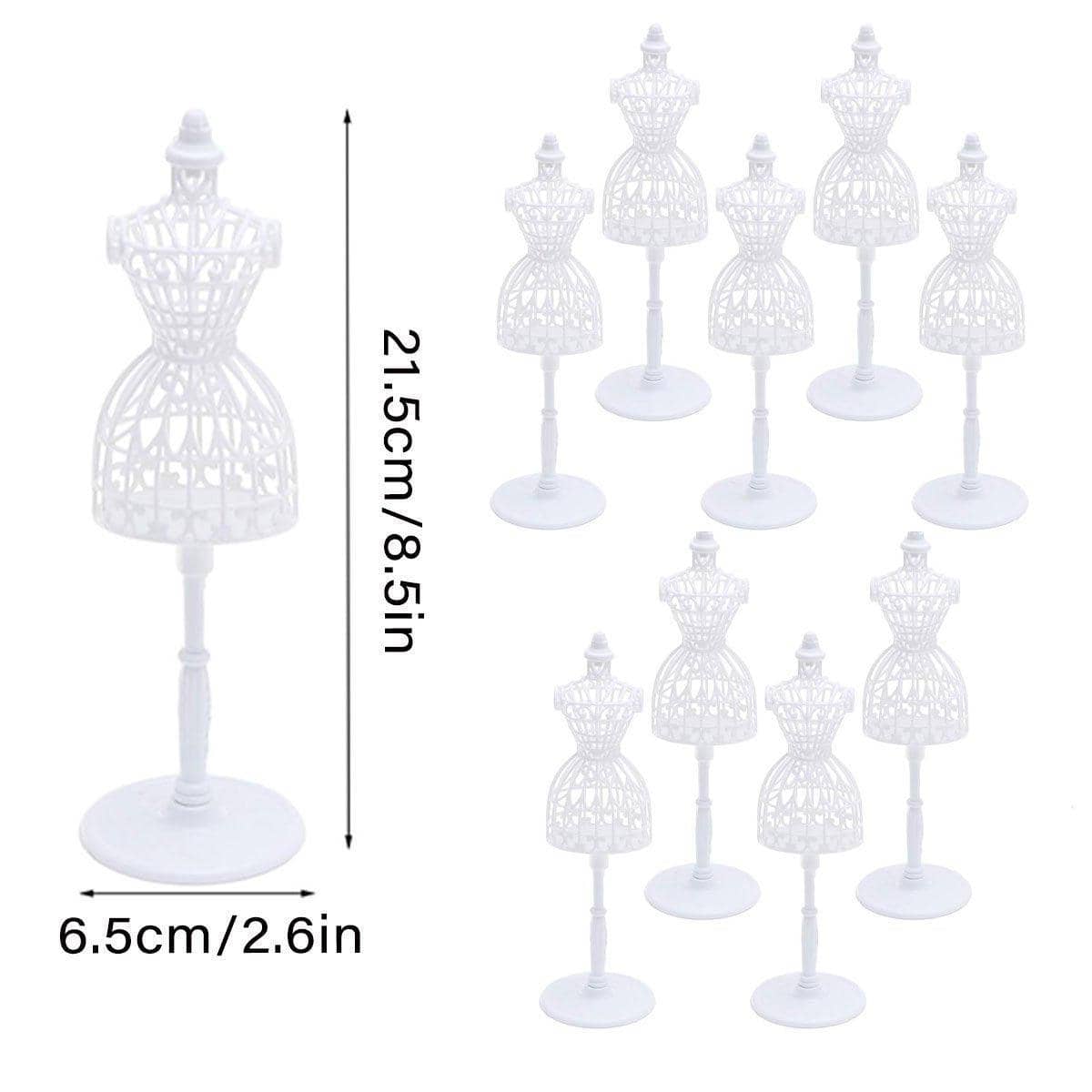 Doll Model Display Stand, Hollow Out Design, Pack of 10, White - view 3