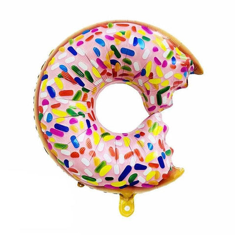 Donut Foil Balloon with Bite, 73 x 50 cm - Pink Icing with Rainbow Sprinkles