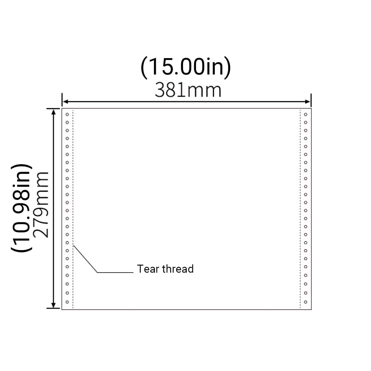 Dot Matrix Printer Paper 2000 Pages, 38.1 cm by 27.9 cm with Perforated Margins - view 3