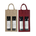 Double Bottle Felt Wine Gift Bags with Clear Windows - Beige, Pack of 5 - view 3