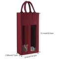 Double Bottle Felt Wine Gift Bags with Clear Windows - Beige, Pack of 5 - view 4