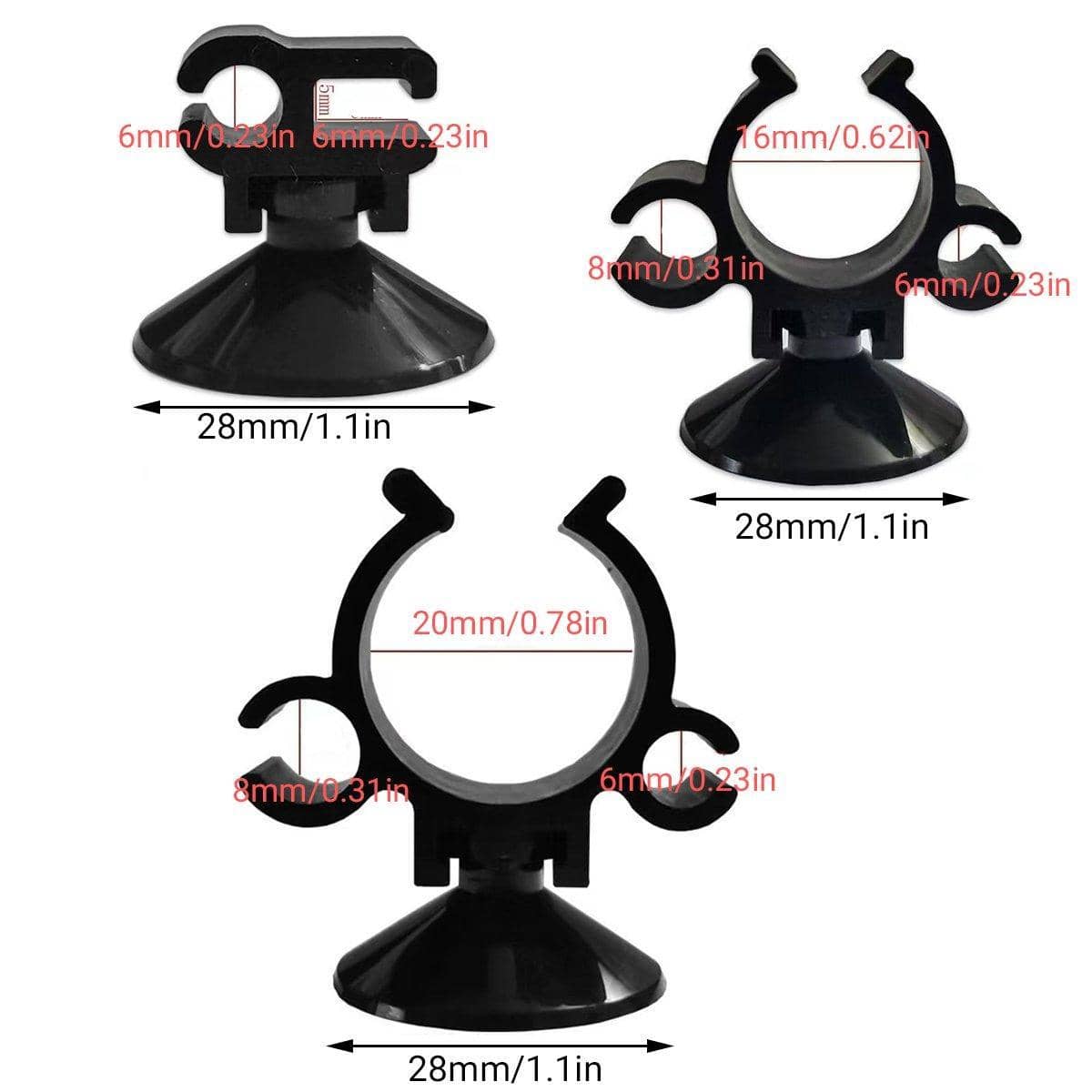 Double Buckle Aquarium Suction Cup Tube Holders - Small (6 mm Holder), Pack of 10 - view 4