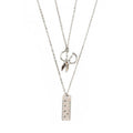 Double Chain Pendant Necklace for Women - Silver Tone Scissors and Ruler Charms