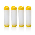 Double-Ended Squeeze Sauce Bottles 16oz, Set of 4 - Yellow Caps