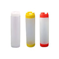 Double-Ended Squeeze Sauce Bottles 16oz, Set of 4 - Yellow Caps - view 3