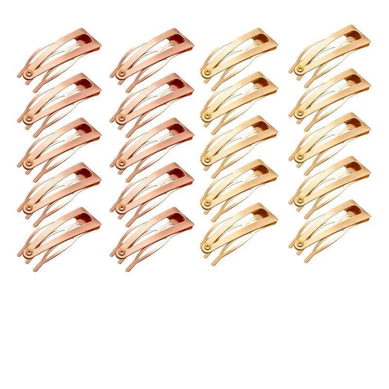 Double-Grip Snap Hair Clips Metal Barrettes - Gold and Rose Gold Mix, 20 Pack