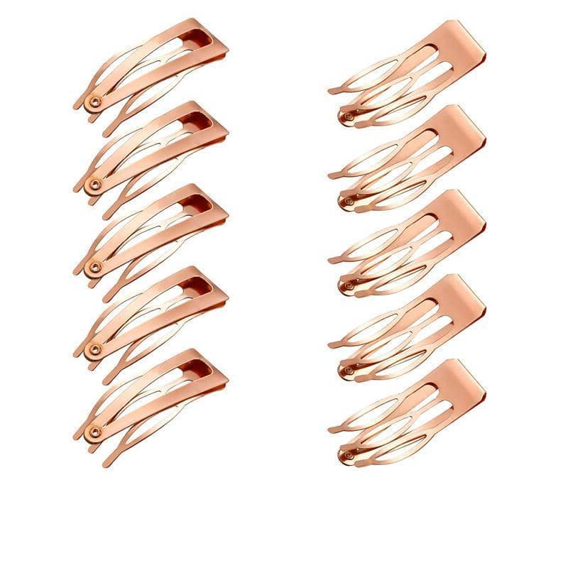 Double-Grip Snap Hair Clips Metal Barrettes - Rose Gold, 10 Pack