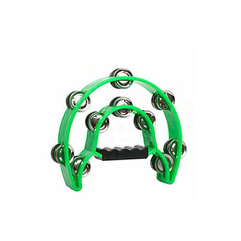Double Half Moon Tambourine Handheld Percussion Instrument - Green