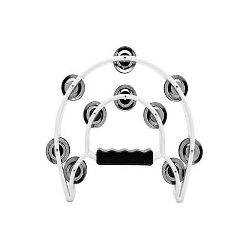 Double Half Moon Tambourine Handheld Percussion Instrument - White