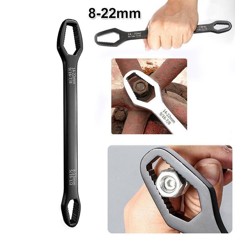 Double Head Ratchet Spanner Wrench, 8 to 22 mm - Black - view 5