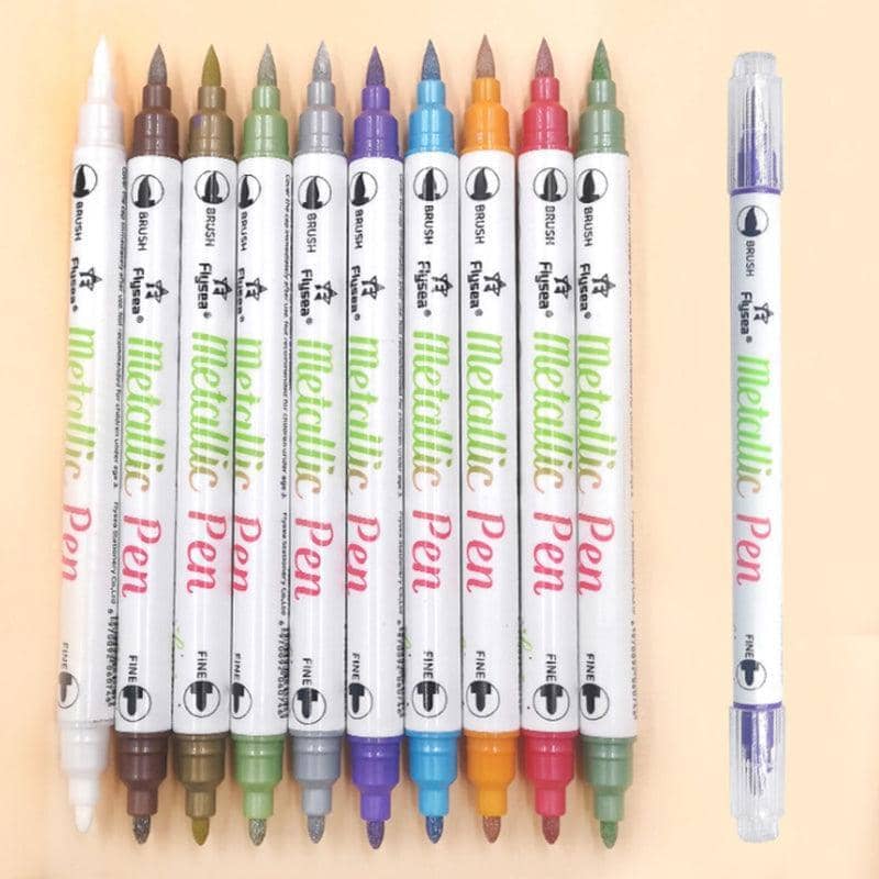 Double Head Shimmer Marker Pens for Photo Albums - 10 Colour Set - view 3