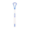 Double Head Tongue Cleaner with Rubber Massager - Blue