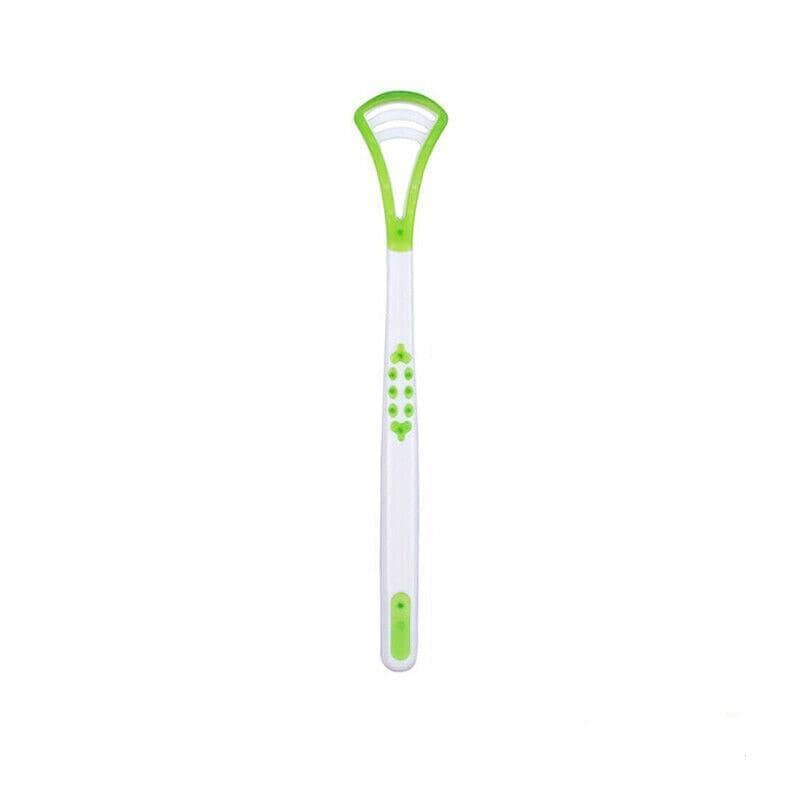 Double Head Tongue Cleaner with Rubber Massager - Green