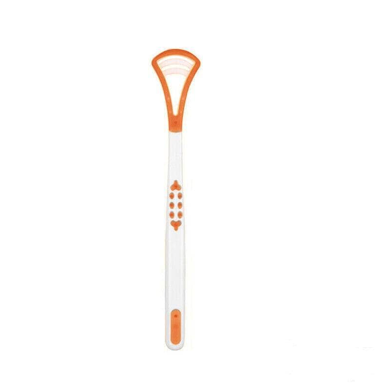Double Head Tongue Cleaner with Rubber Massager - Orange