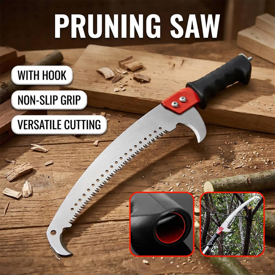 Double Hook Curved Pruning Saw 59.5 cm with Pole Socket for High Branches