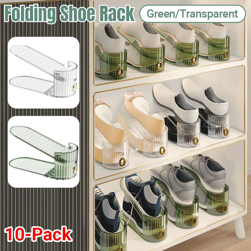 Double Layer Adjustable Shoe Rack Organiser, Pack of 10 - Green - view 2