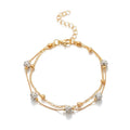 Double Layer Anklet for Women, Adjustable Multi Layer Summer Jewellery - Gold