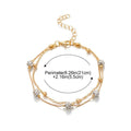Double Layer Anklet for Women, Adjustable Multi Layer Summer Jewellery - Gold - view 4
