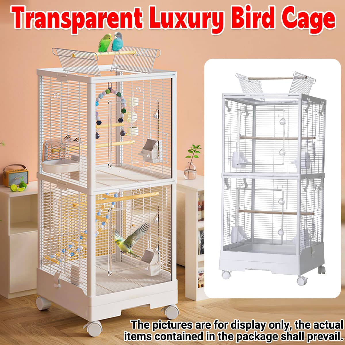 Double Layer Bird Cage Metal Villa Large Aviary for Parrot Indoor Use
