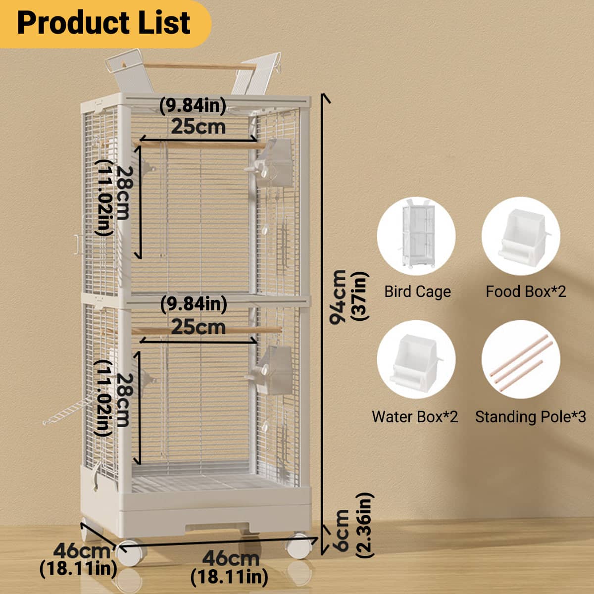 Double Layer Bird Cage Metal Villa Large Aviary for Parrot Indoor Use - view 3