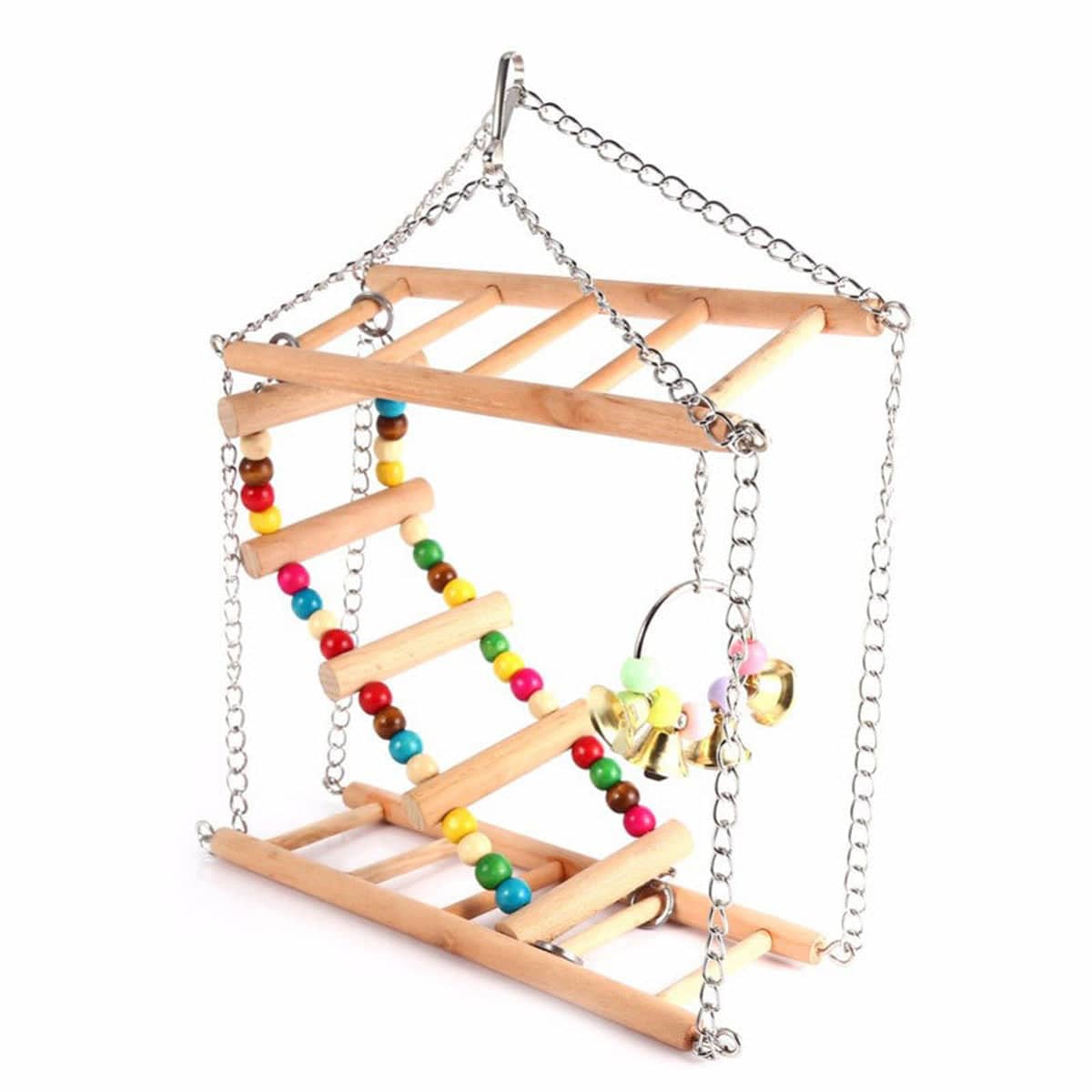Double Layer Bird Swing Toy with Ladder and Bell for Parrots - view 2