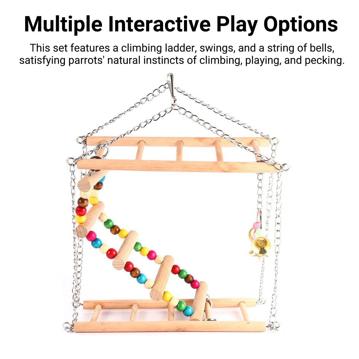 Double Layer Bird Swing Toy with Ladder and Bell for Parrots - view 5
