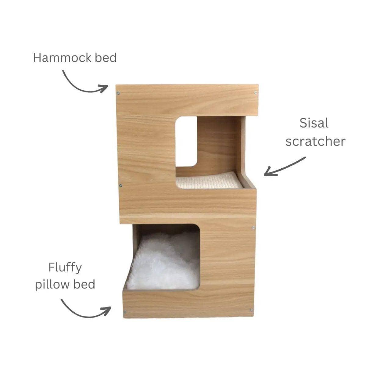Double Layer Cat Climbing Shelf with Cushions, Multi-Level Cat Hutch - view 5