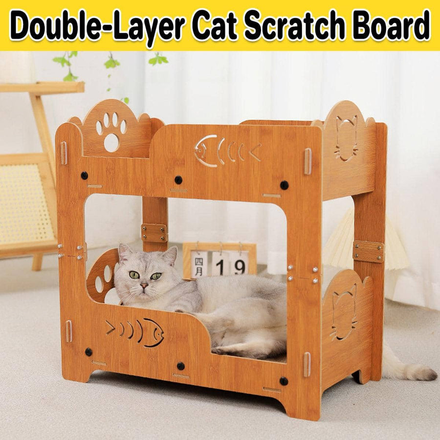 Double Layer Cat Scratcher Bed with Claw Grinding Nest, Large 55 x 35 x 52 cm