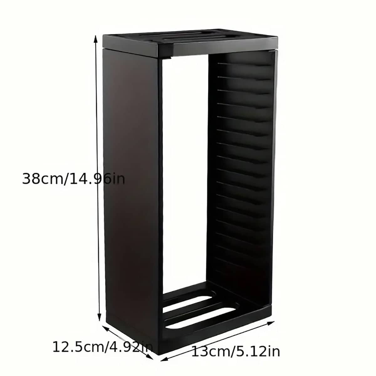 Double-Layer CD and Game Disc Storage Rack, Holds 18 Cases - Black - view 3