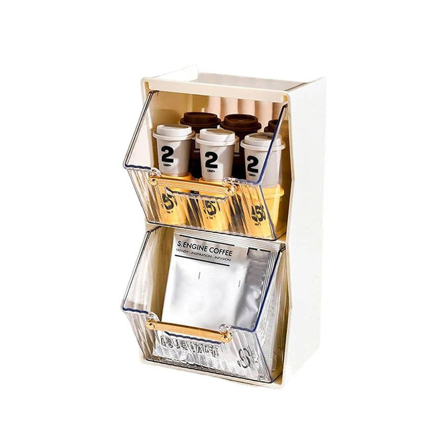 Double Layer Coffee Pod Holder Organiser for Countertop - White