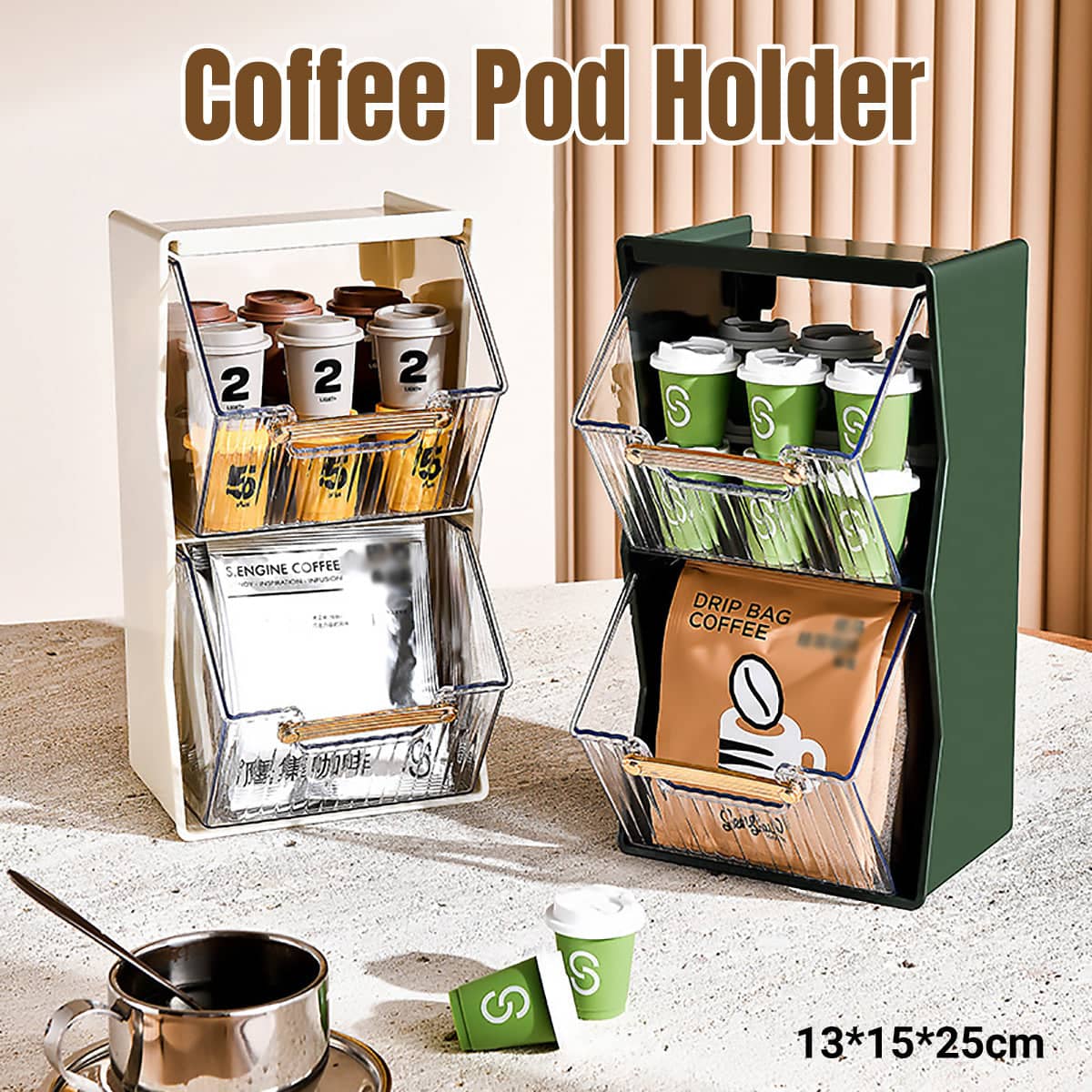 Double Layer Coffee Pod Holder Organiser for Countertop - White - view 2