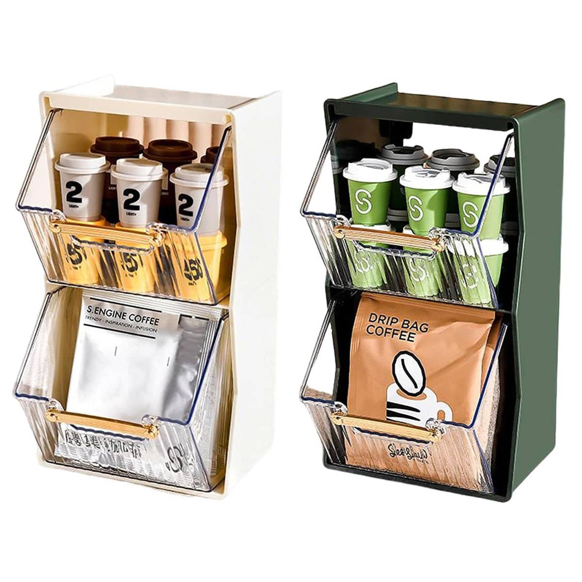 Double Layer Coffee Pod Holder Organiser for Countertop - White - view 3