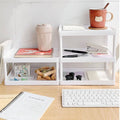 Double-Layer Desktop Storage Rack Organiser, White - Pack of 2 - view 4