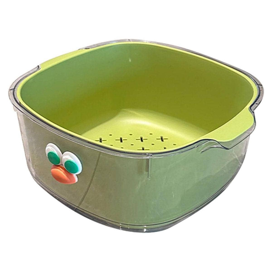 Double Layer Draining Basket Colander for Fruit and Vegetables - Lime Green