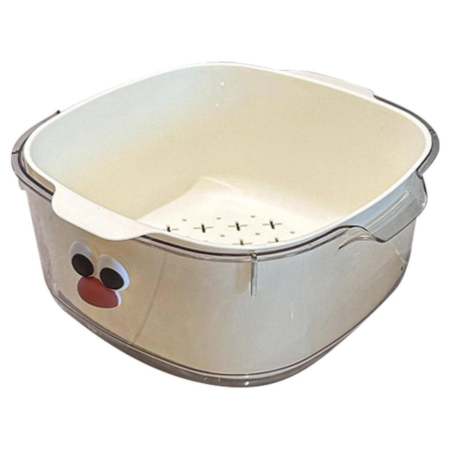 Double Layer Draining Basket Colander for Fruit and Vegetables - White