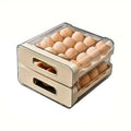 Double Layer Egg Storage Box with Drawers for Fridge - Beige