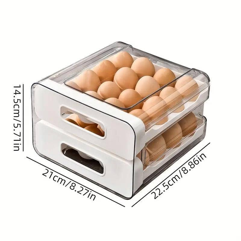 Double Layer Egg Storage Box with Drawers for Fridge - Beige - view 4