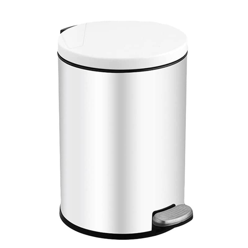 Double Layer Foot Pedal Rubbish Bin with Lid, 6 Litre - White