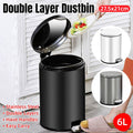 Double Layer Foot Pedal Rubbish Bin with Lid, 6 Litre - White - view 2