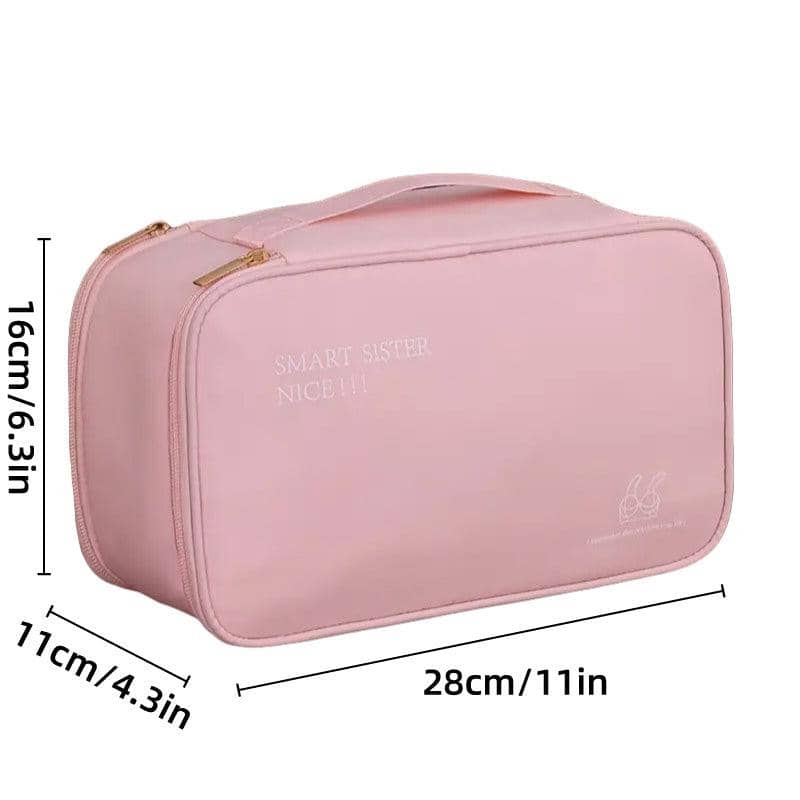 Double Layer Lingerie Storage Bag Travel Organiser - Beige - view 4