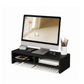 Double-Layer Monitor Stand Riser with Desk Storage - Black