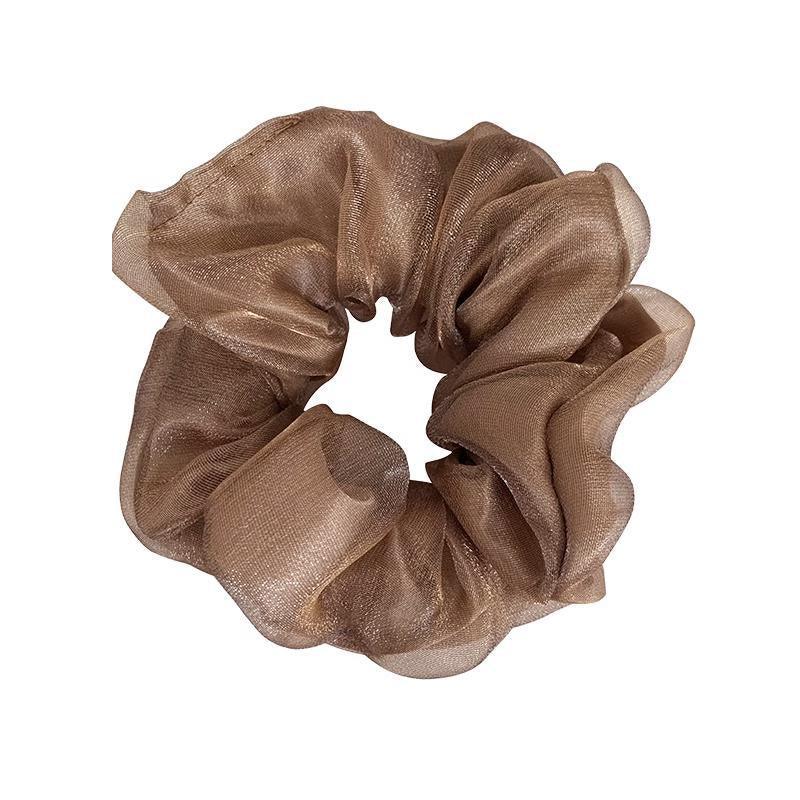Double-Layer Organza Hair Scrunchie for Ponytails - Light Brown