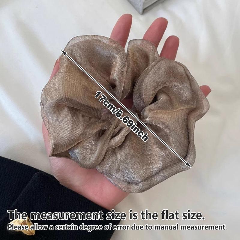 Double-Layer Organza Hair Scrunchie for Ponytails - Light Brown - view 3