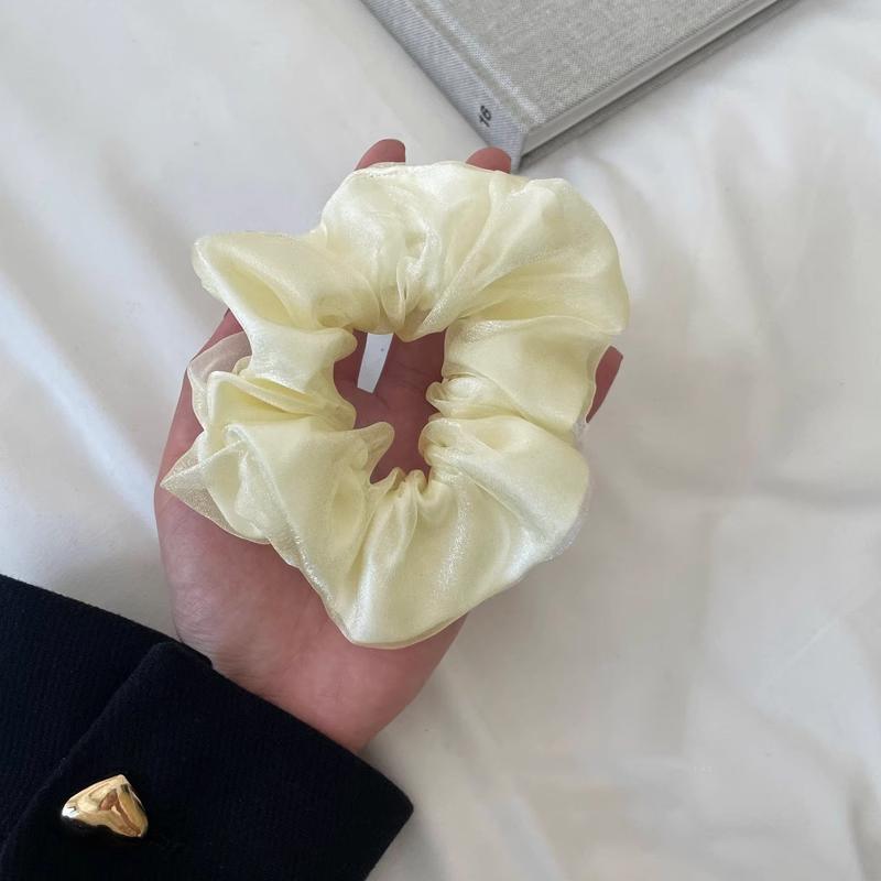 Double-Layer Organza Hair Scrunchie for Ponytails - Light Brown - view 5