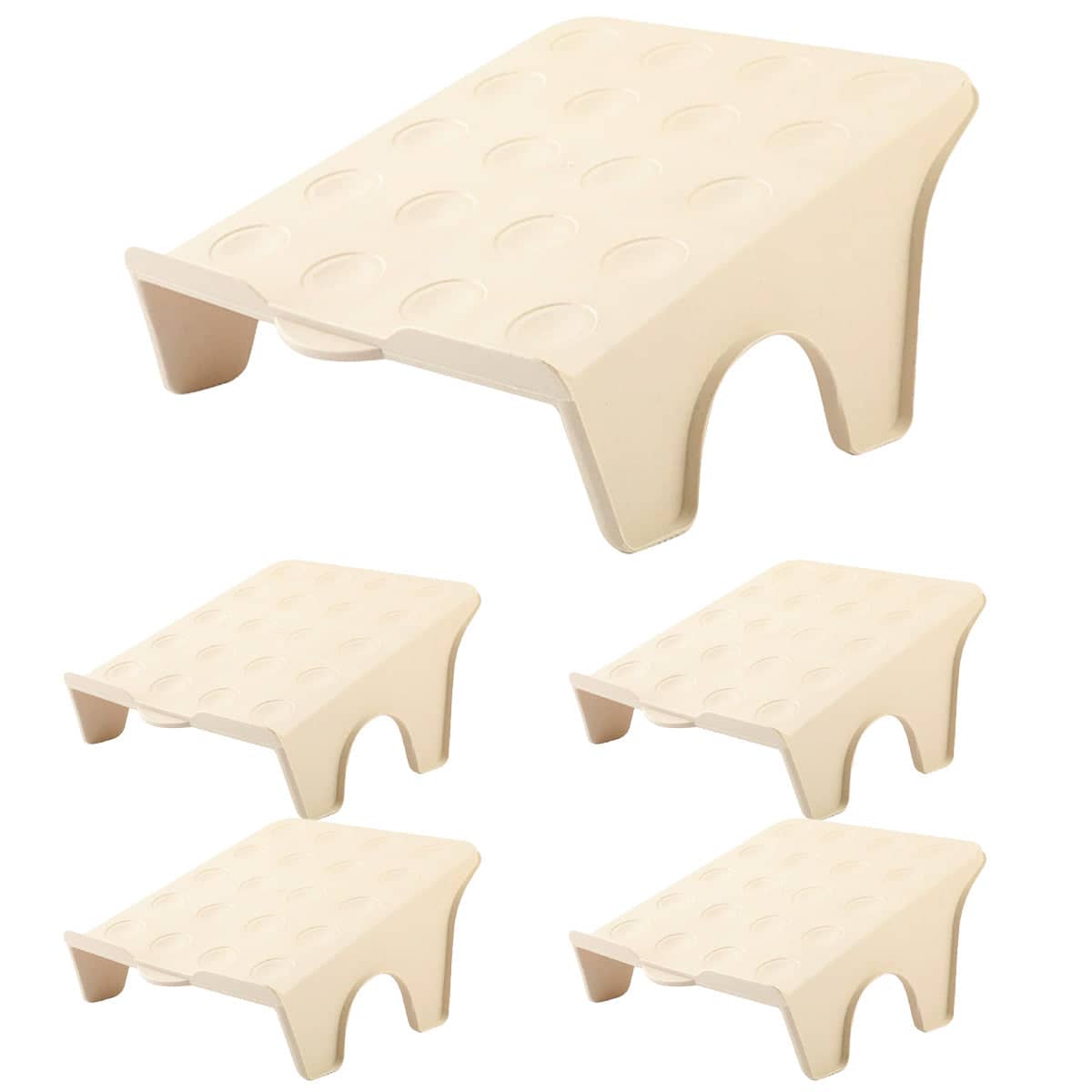 Double Layer Shoe Rack Organiser, Set of 5 - Beige